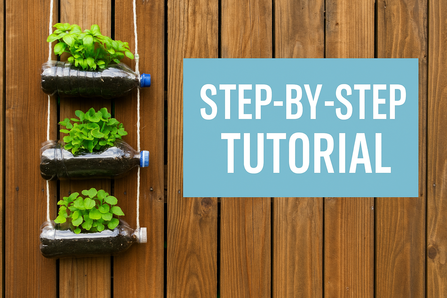 Step-by-Step Tutorial for DIY Vertical Garden Using Recycled Plastic Bottles Mounted on Wooden Fence for Eco-Friendly Small Space Gardening